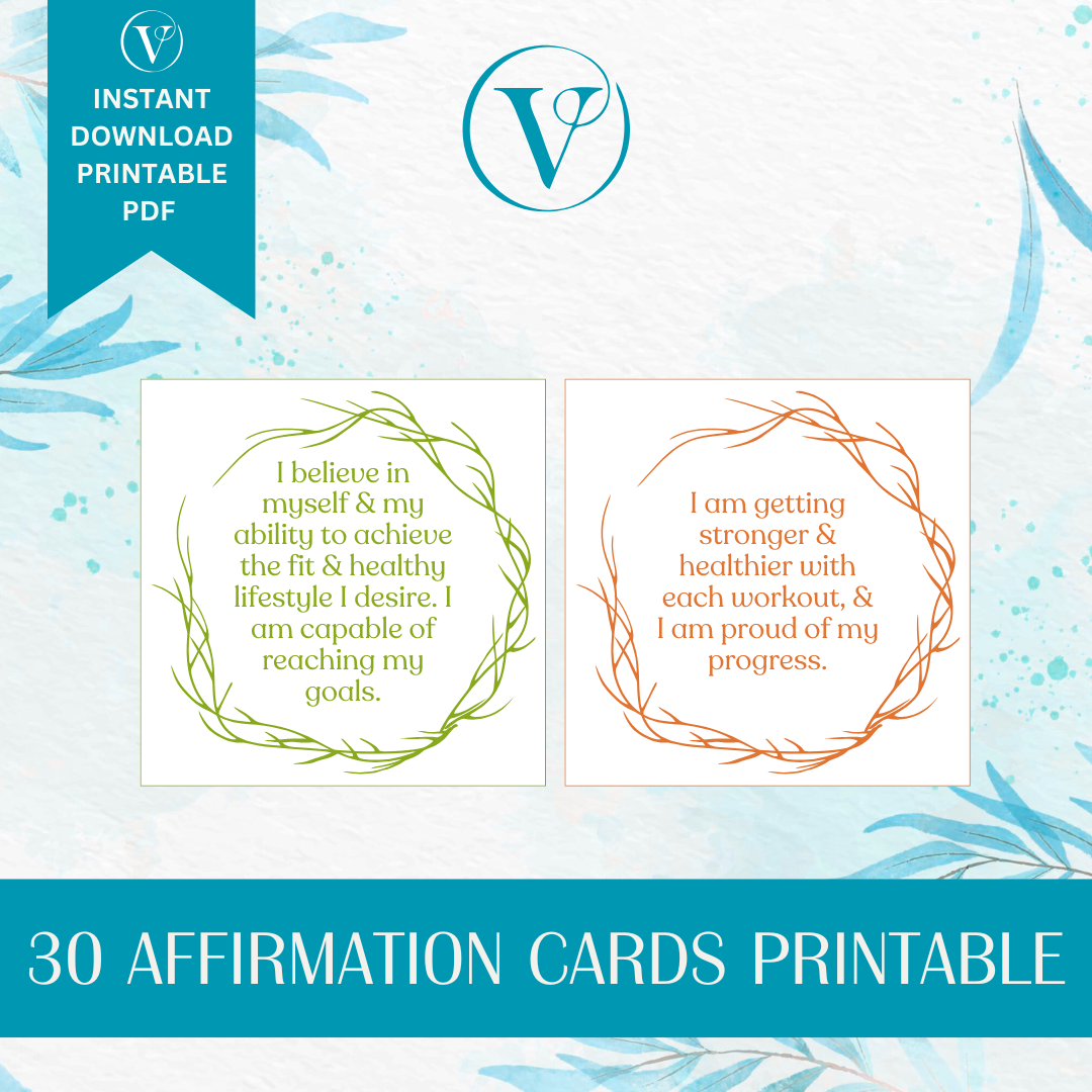 Printable Affirmation Card Set - Digital Download PDF - Getting Fit