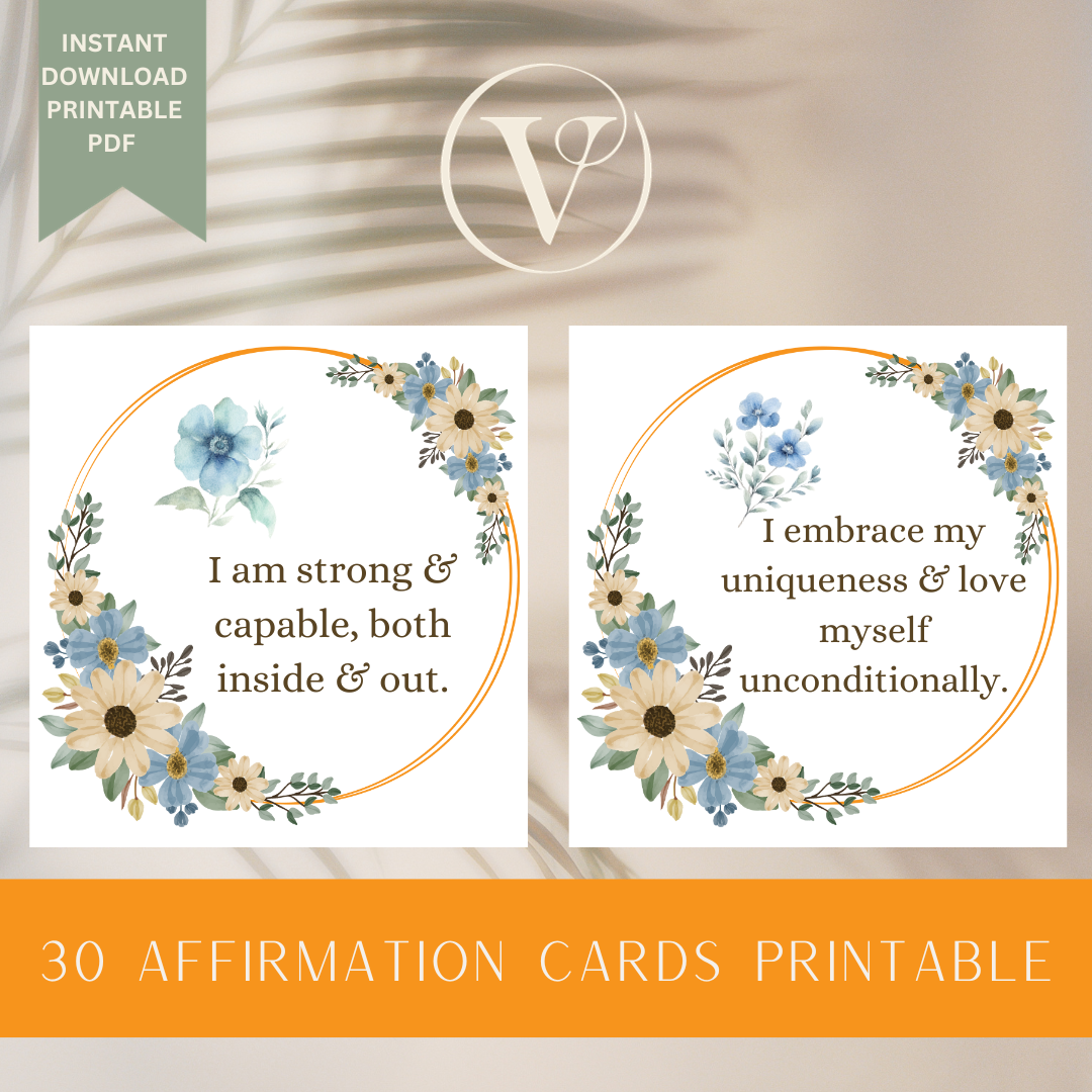 Printable Affirmation Card Set - Digital Download PDF - Empower, Self-Love, Confidence & Positivity