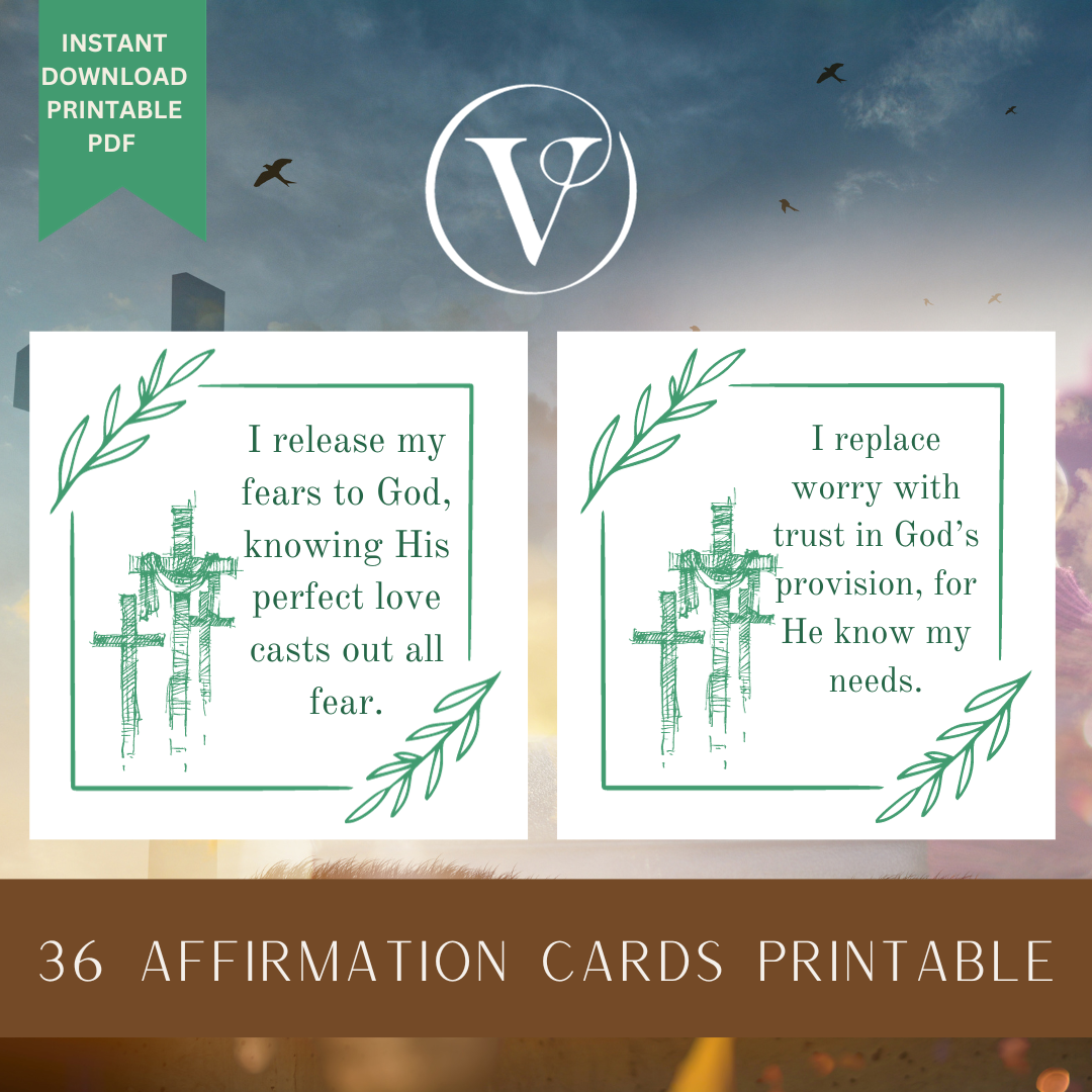 Printable Affirmation Card Set - Digital Download PDF - Faith Affirmations, Trust, Fear & Worry