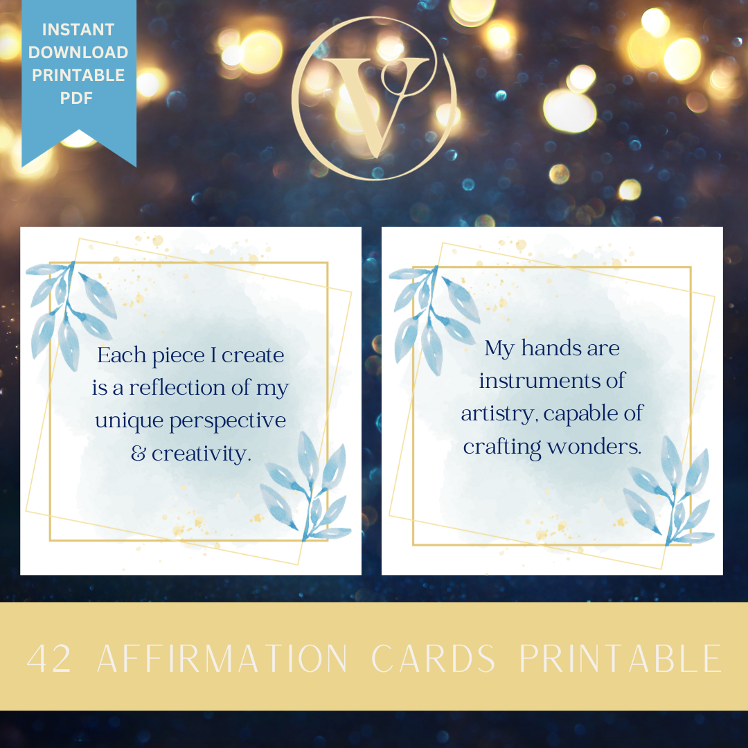 Printable Affirmation Card Set - Digital Download PDF - Elevate Creativity & Business Positivity for Craft Lovers and Home-based Entrepreneurs