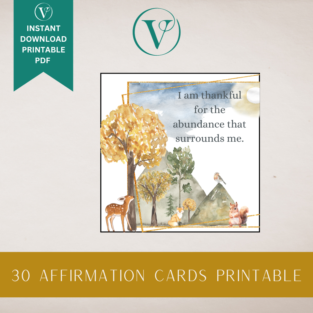 Printable Affirmation Card Set - Digital Download PDF - Gratitude & Positivity