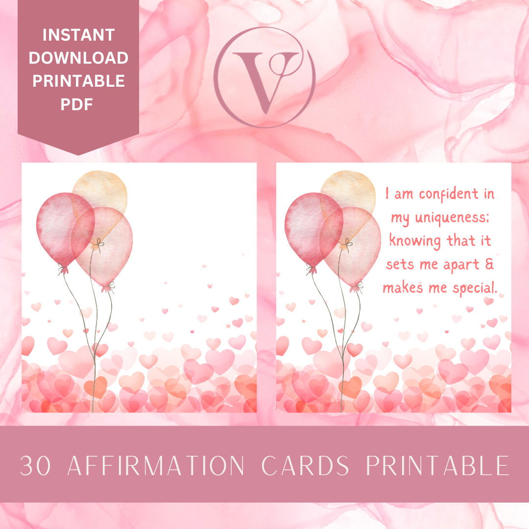 Printable Affirmation Card Set - Digital Download PDF - Boosting Self-Confidence
