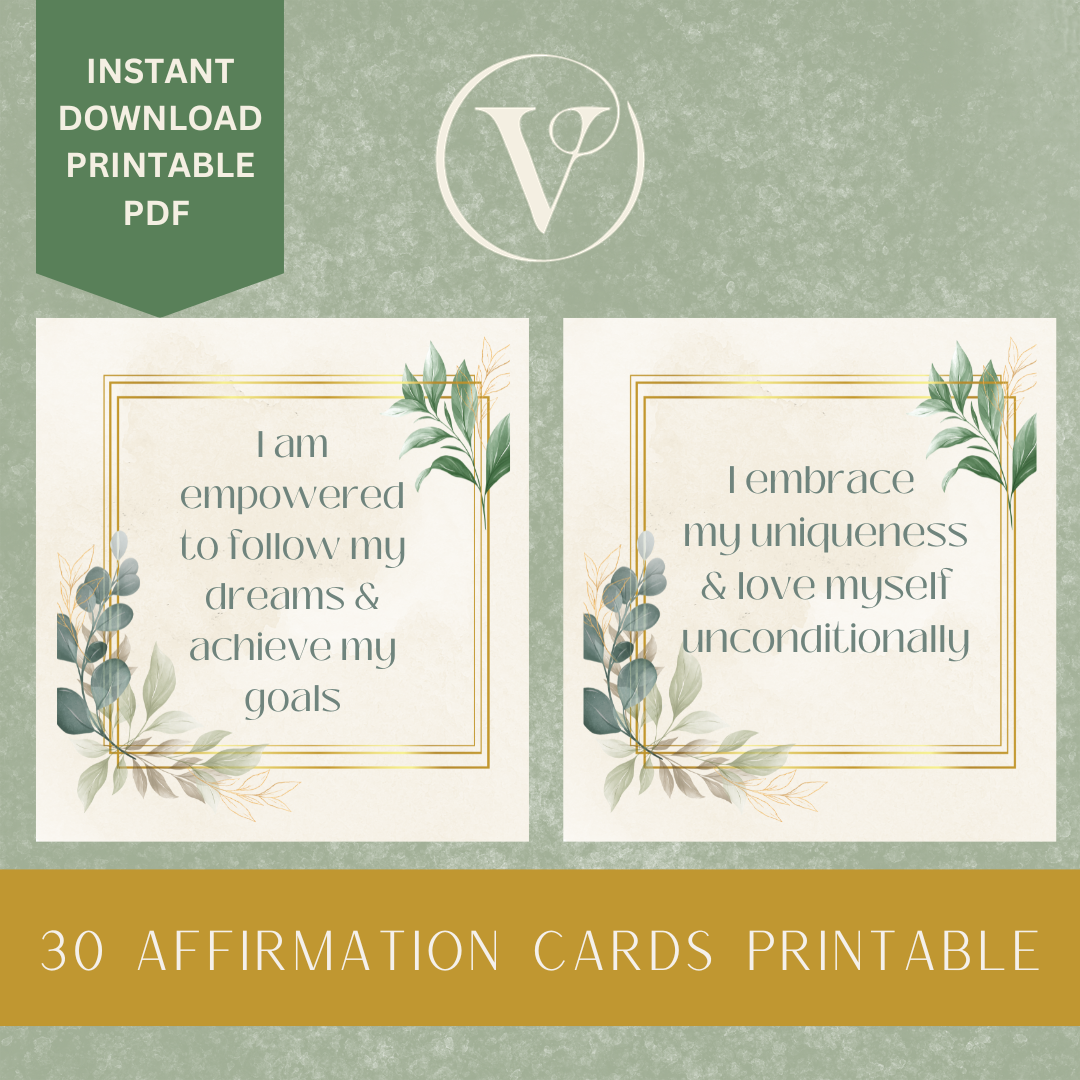 Printable Affirmation Card Set - Digital Download PDF - Empowerment & Inspiration