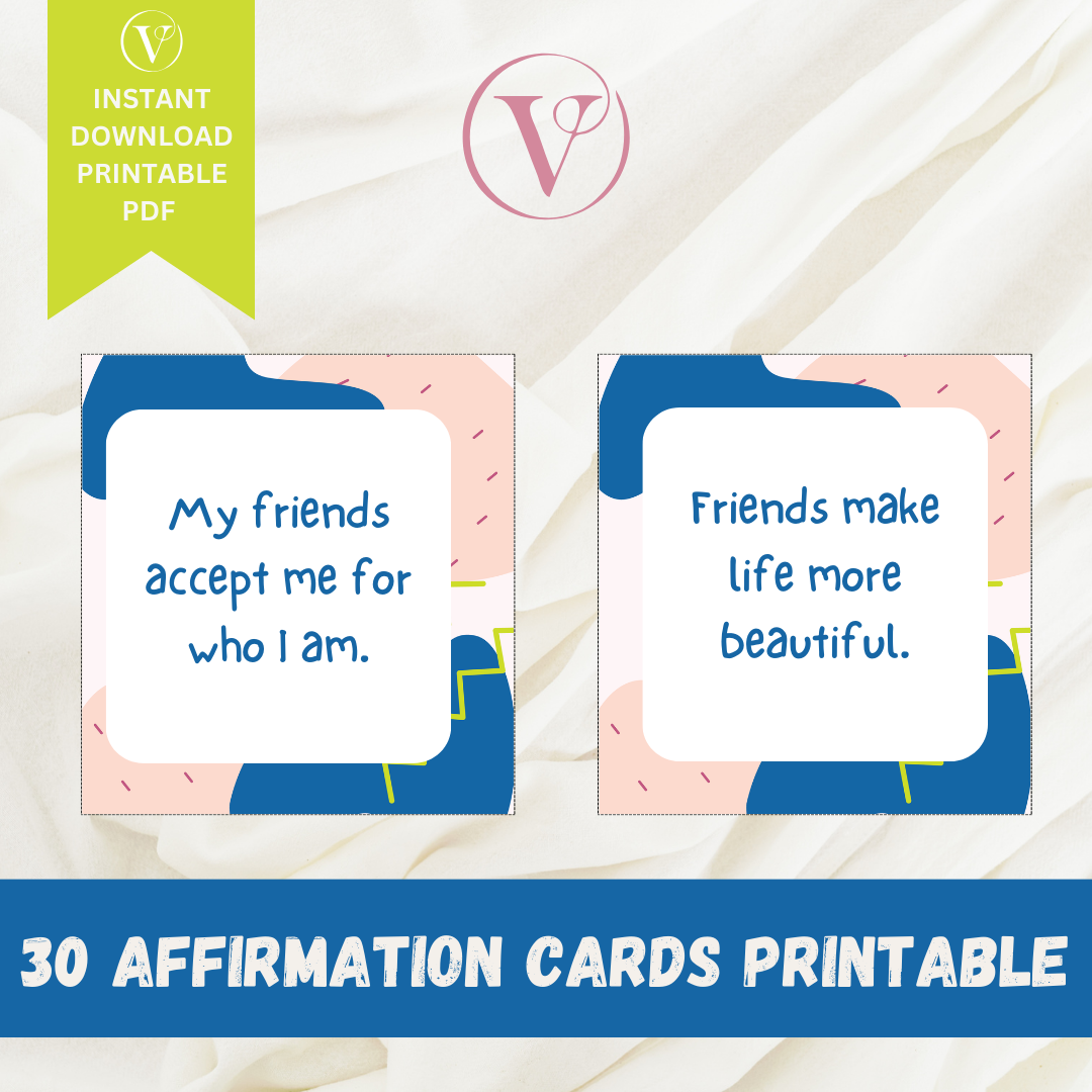 Printable Affirmation Card Set - Digital Download PDF - Friendship Affirmation Cards for Children