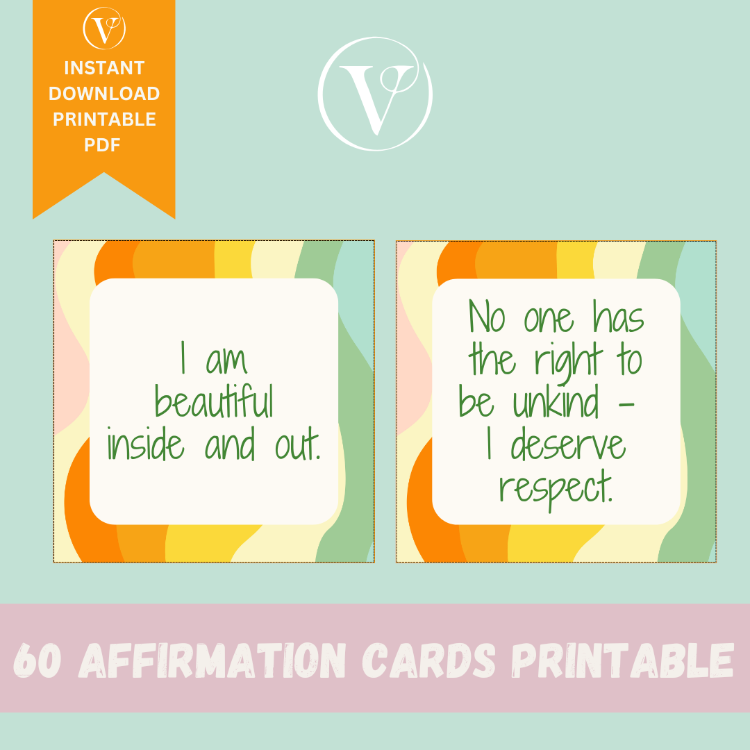 Printable Affirmation Card Set - Digital Download PDF - Affirmation Cards for Children