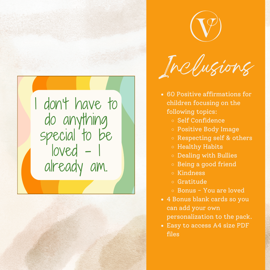 Printable Affirmation Card Set - Digital Download PDF - Affirmation Cards for Children