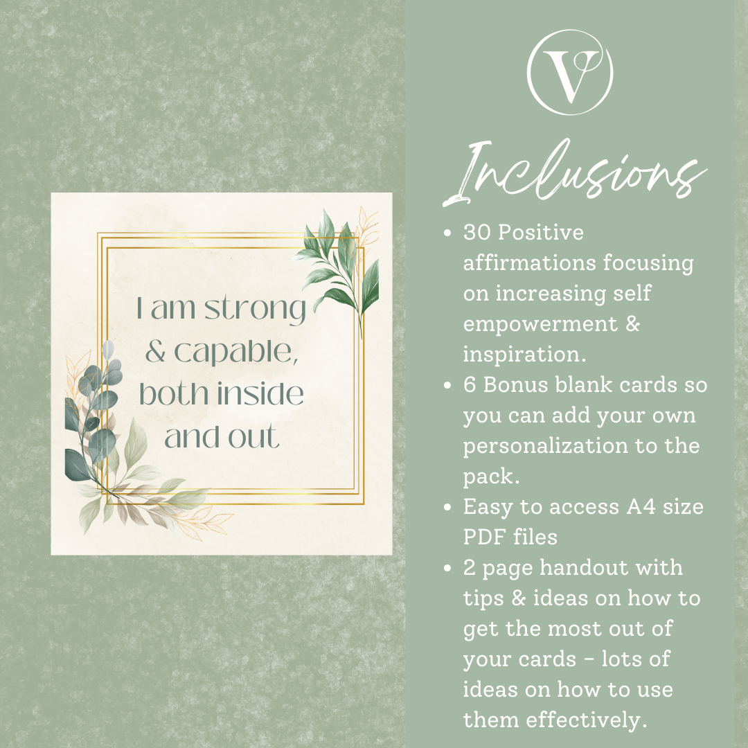 Printable Affirmation Card Set - Digital Download PDF - Empowerment & Inspiration