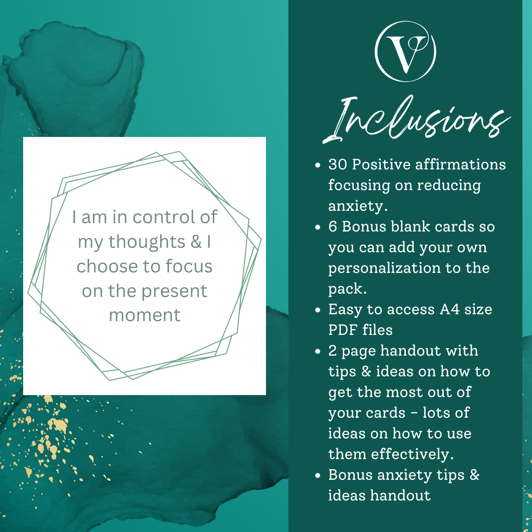 Printable Affirmation Card Set - Digital Download PDF - Anxiety, Cultivate Calmness & Positivity