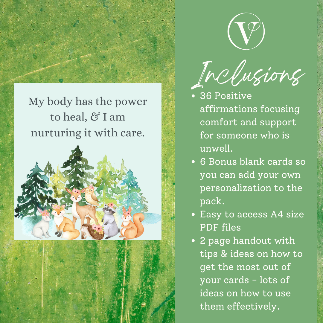 Printable Affirmation Card Set - Digital Download PDF - Comfort & Support for Someone Special Who is Unwell