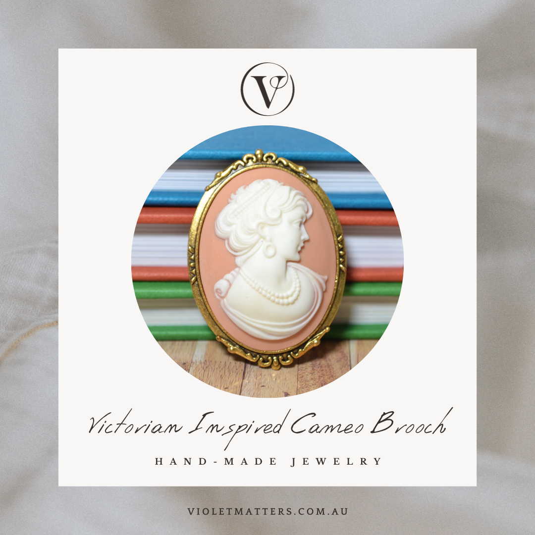Antique Style Victorian Era Inspired Cameo Brooch - Portrait of a Lady