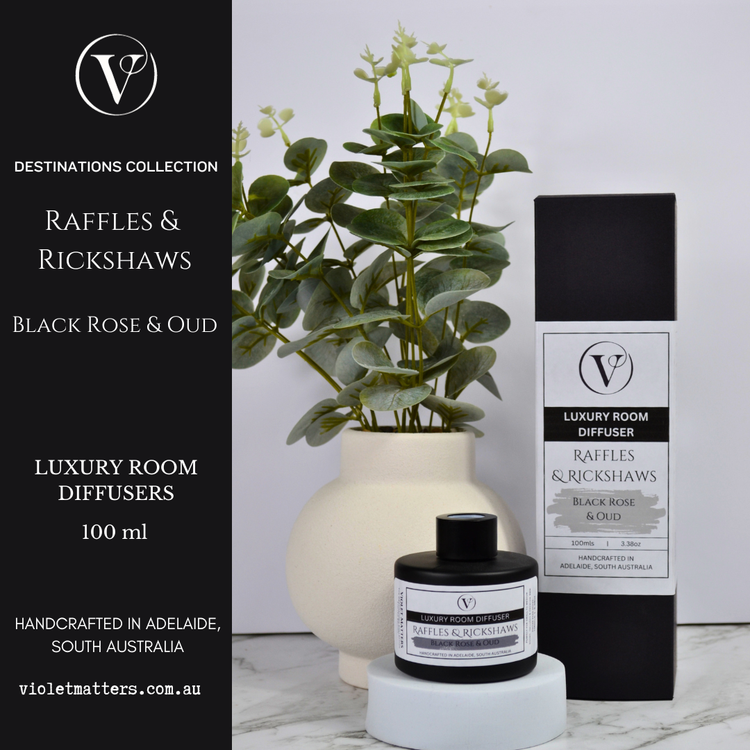 Raffles & Rickshaws - Black Rose & Oud Luxury Room Diffuser