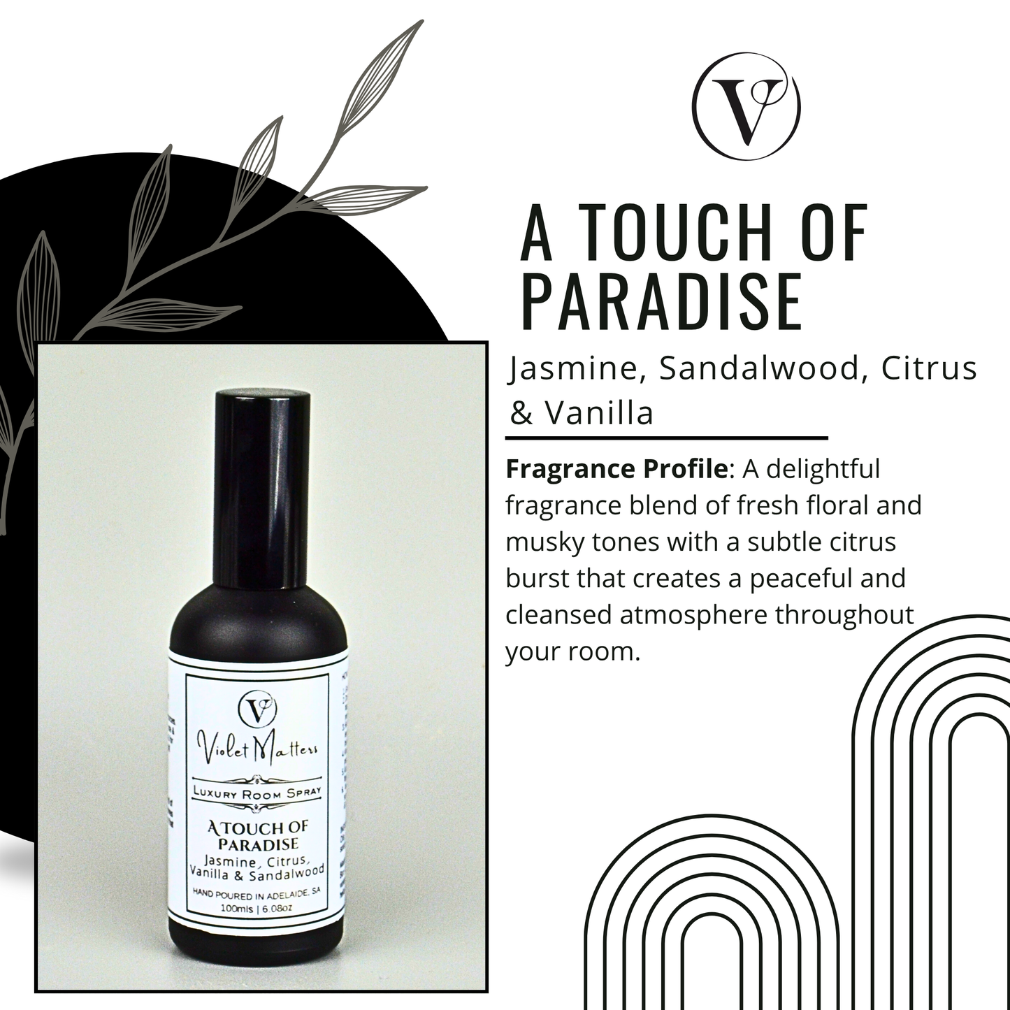 A Touch of Paradise: Jasmine, Sandalwood, Citrus and Vanilla - 100ml Room Spray