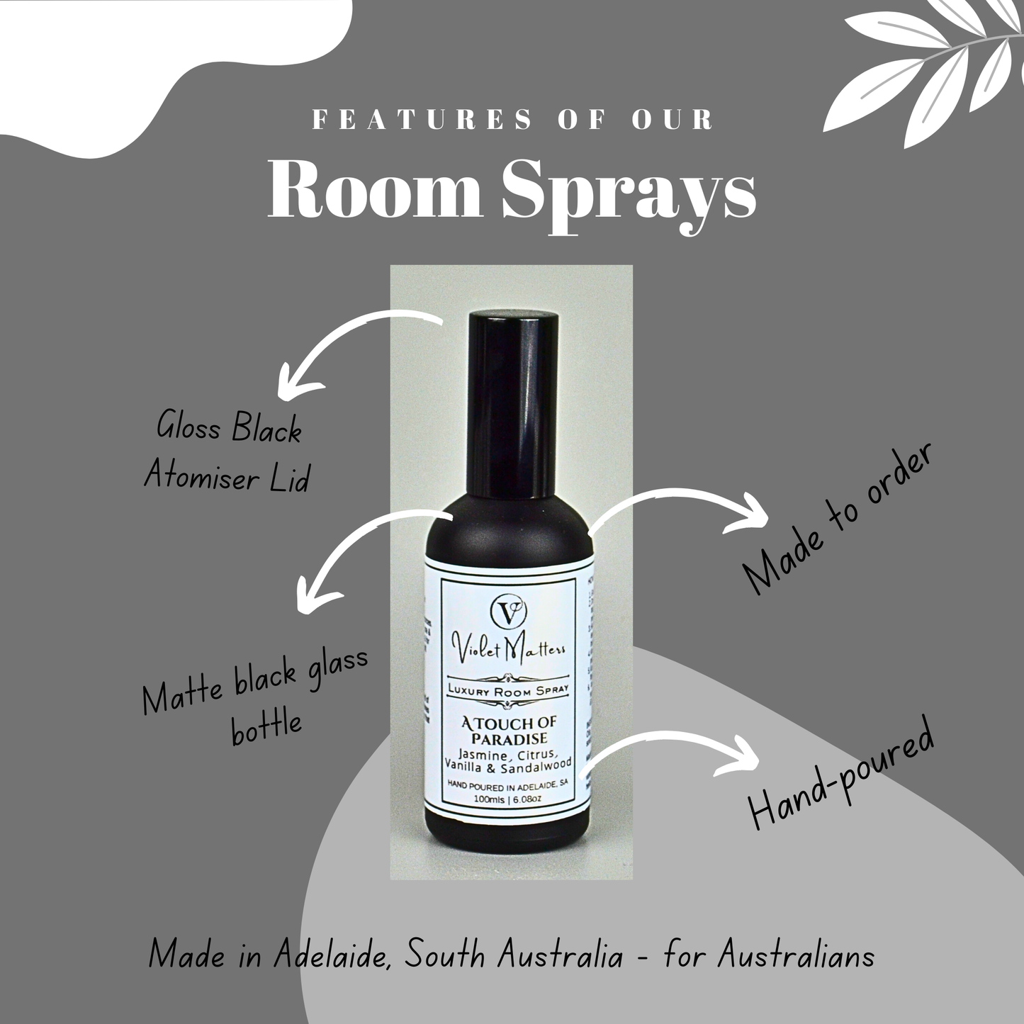 A Touch of Paradise: Jasmine, Sandalwood, Citrus and Vanilla - 100ml Room Spray
