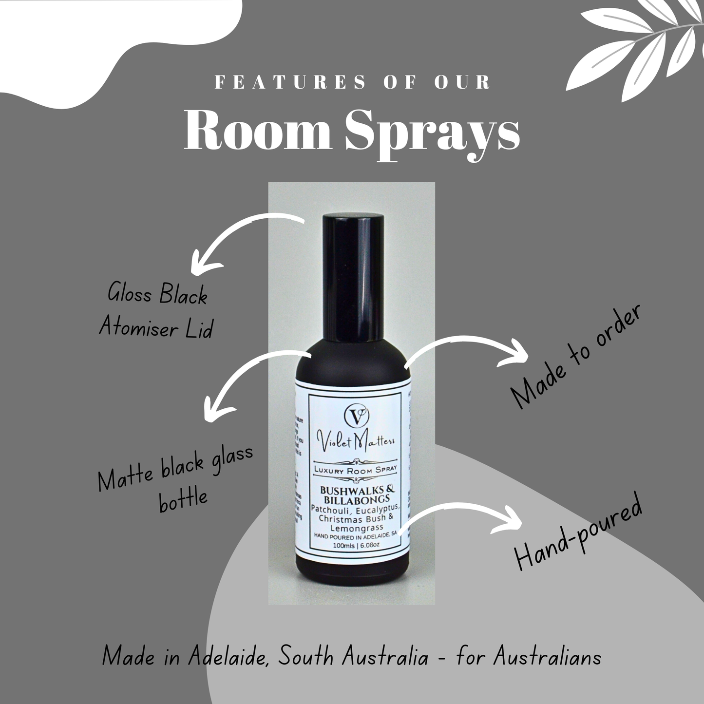 Bushwalks and Billabongs: Eucalyptus, Patchouli, Christmas Bush and Lemongrass - 100ml Room Spray