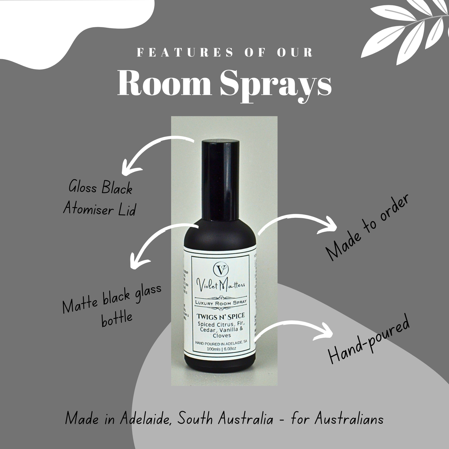 Twigs N' Spice: Spiced Citrus, Fir, Cedar Vanilla and Cloves - 100ml Room Spray