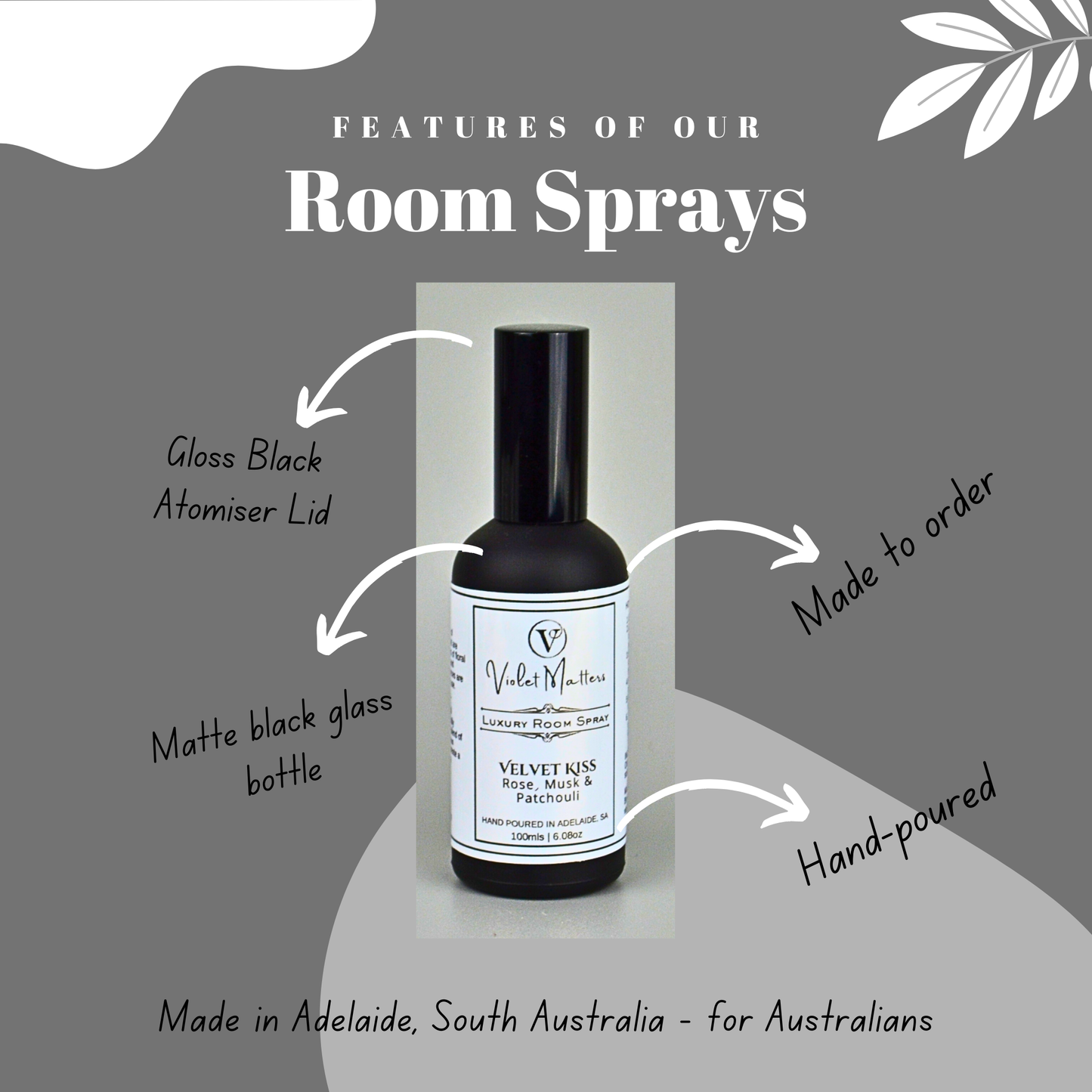Velvet Kiss: Musk, Rose and Patchouli - 100ml Room Spray