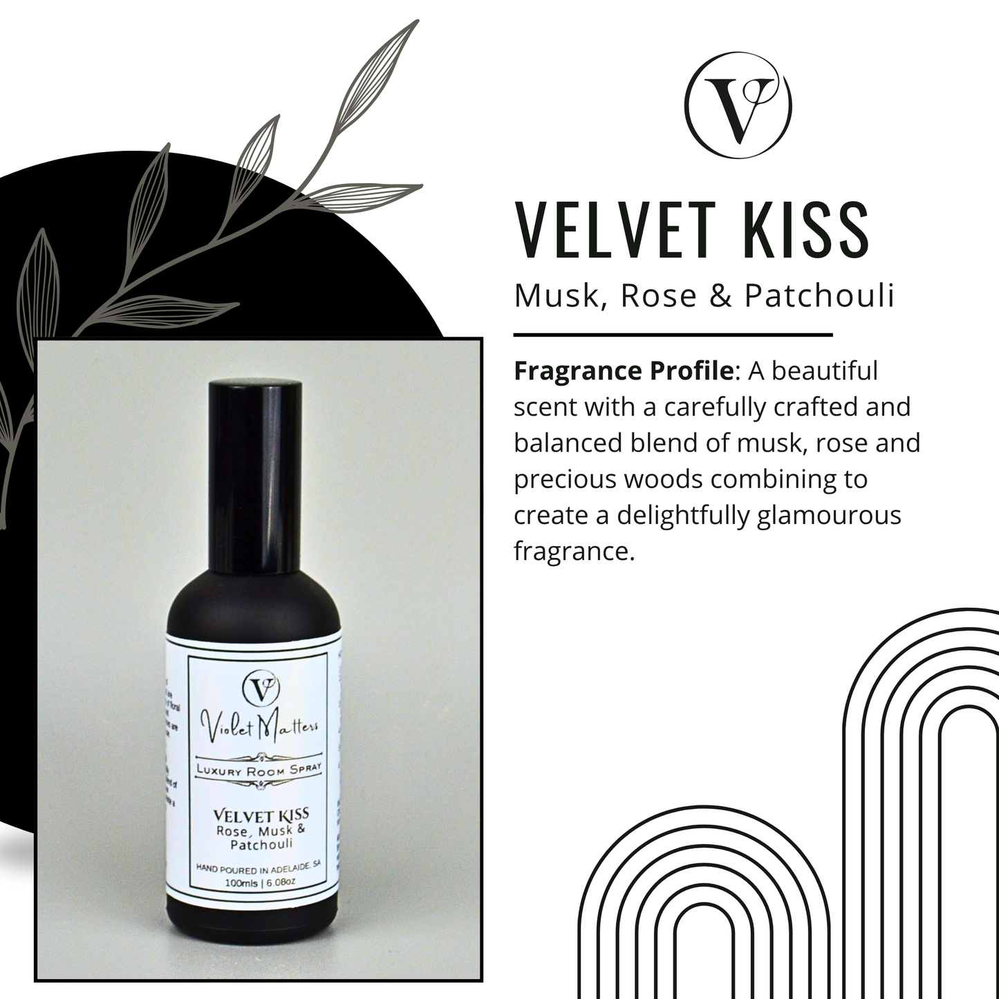 Velvet Kiss: Musk, Rose and Patchouli - 100ml Room Spray