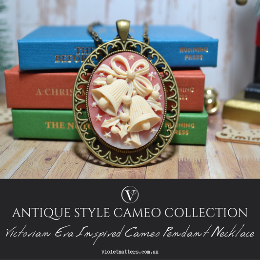 Limited Edition Antique Style Inspired Christmas Cameo Pendant - Christmas Bell