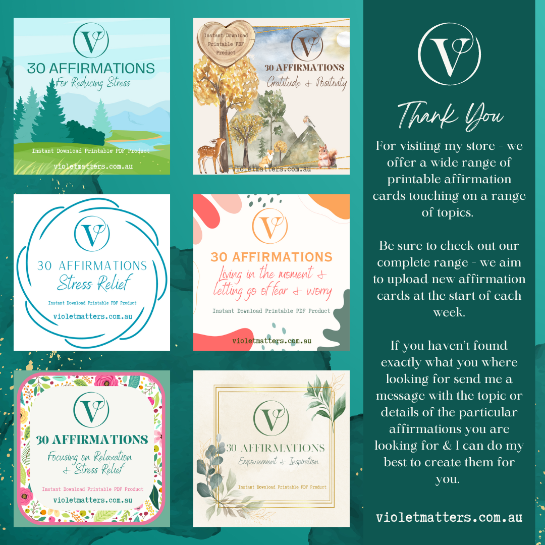 Printable Affirmation Card Set - Digital Download PDF - Anxiety, Cultivate Calmness & Positivity