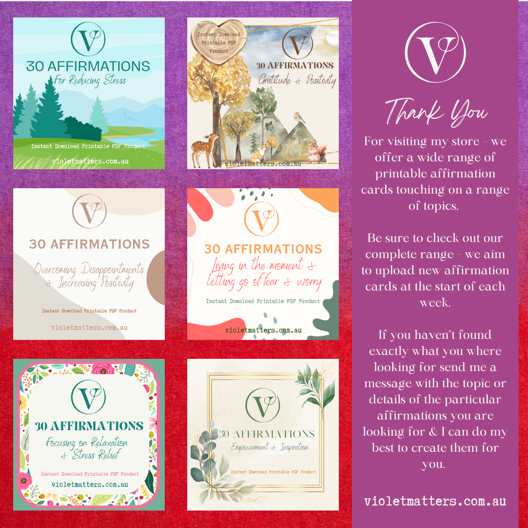 Printable Affirmation Card Set - Digital Download PDF - Journey to Increase Health & Fitness