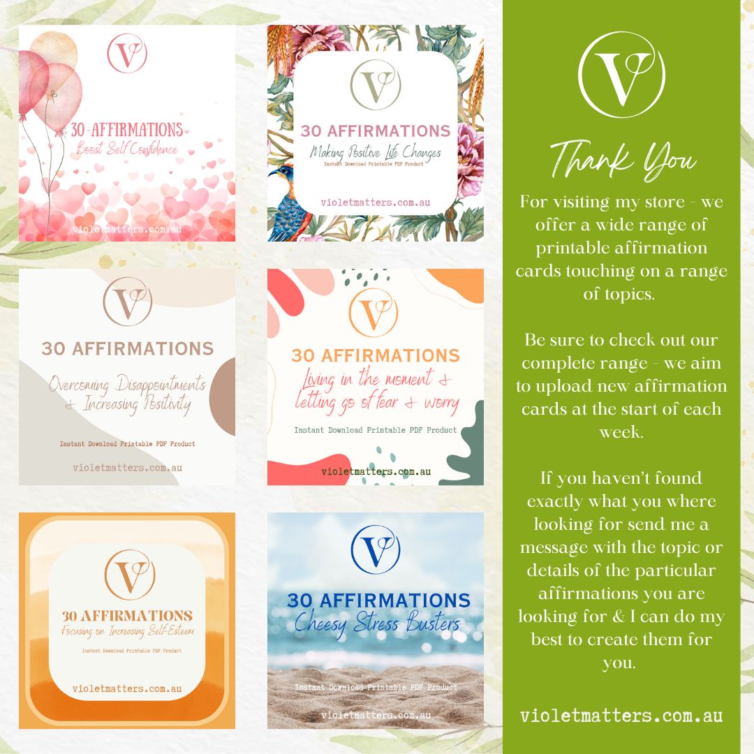 Printable Affirmation Card Set - Digital Download PDF - For a Positive Him