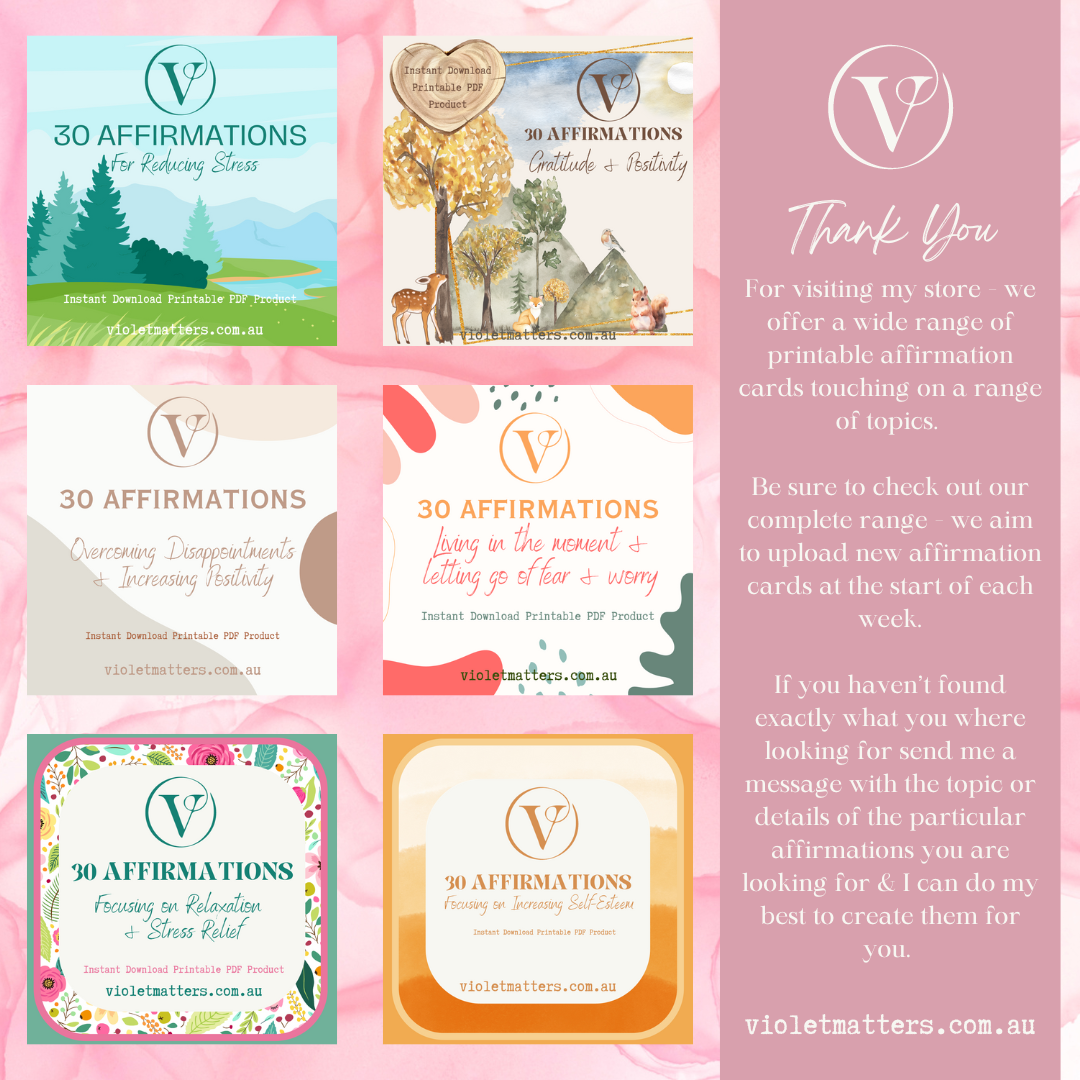 Printable Affirmation Card Set - Digital Download PDF - Boosting Self-Confidence