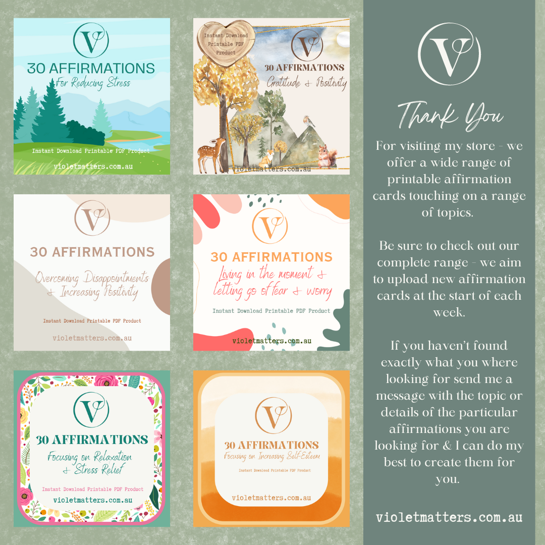 Printable Affirmation Card Set - Digital Download PDF - Empowerment & Inspiration