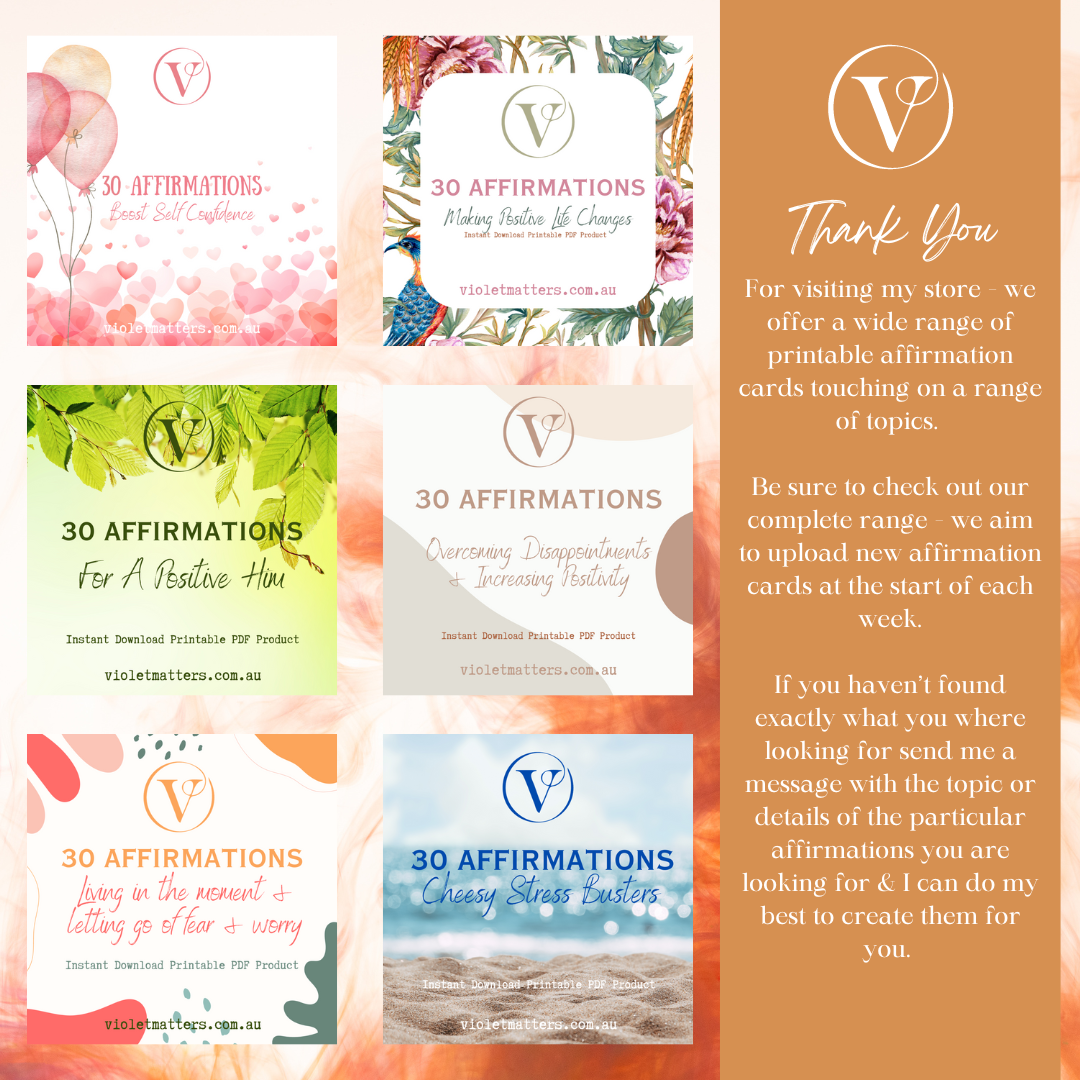 Printable Affirmation Card Set - Digital Download PDF - Increasing Self-Esteem