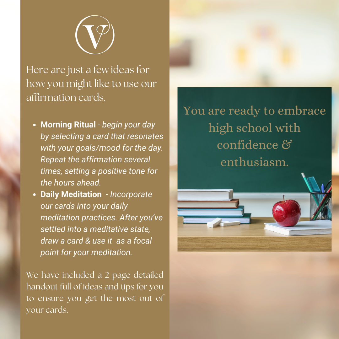 Printable Affirmation Card Set - Digital Download PDF - For teenagers heading off to high school