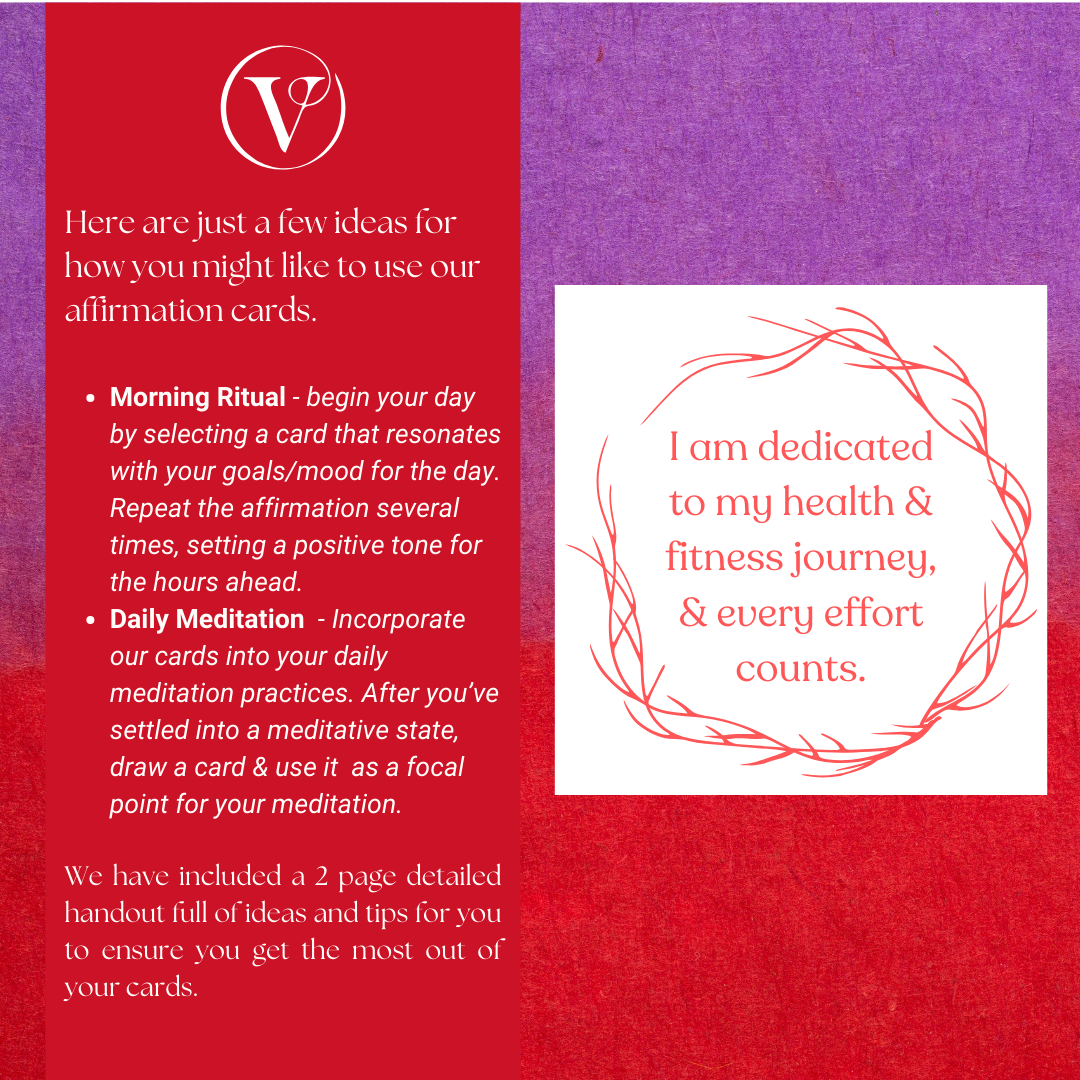 Printable Affirmation Card Set - Digital Download PDF - Journey to Increase Health & Fitness