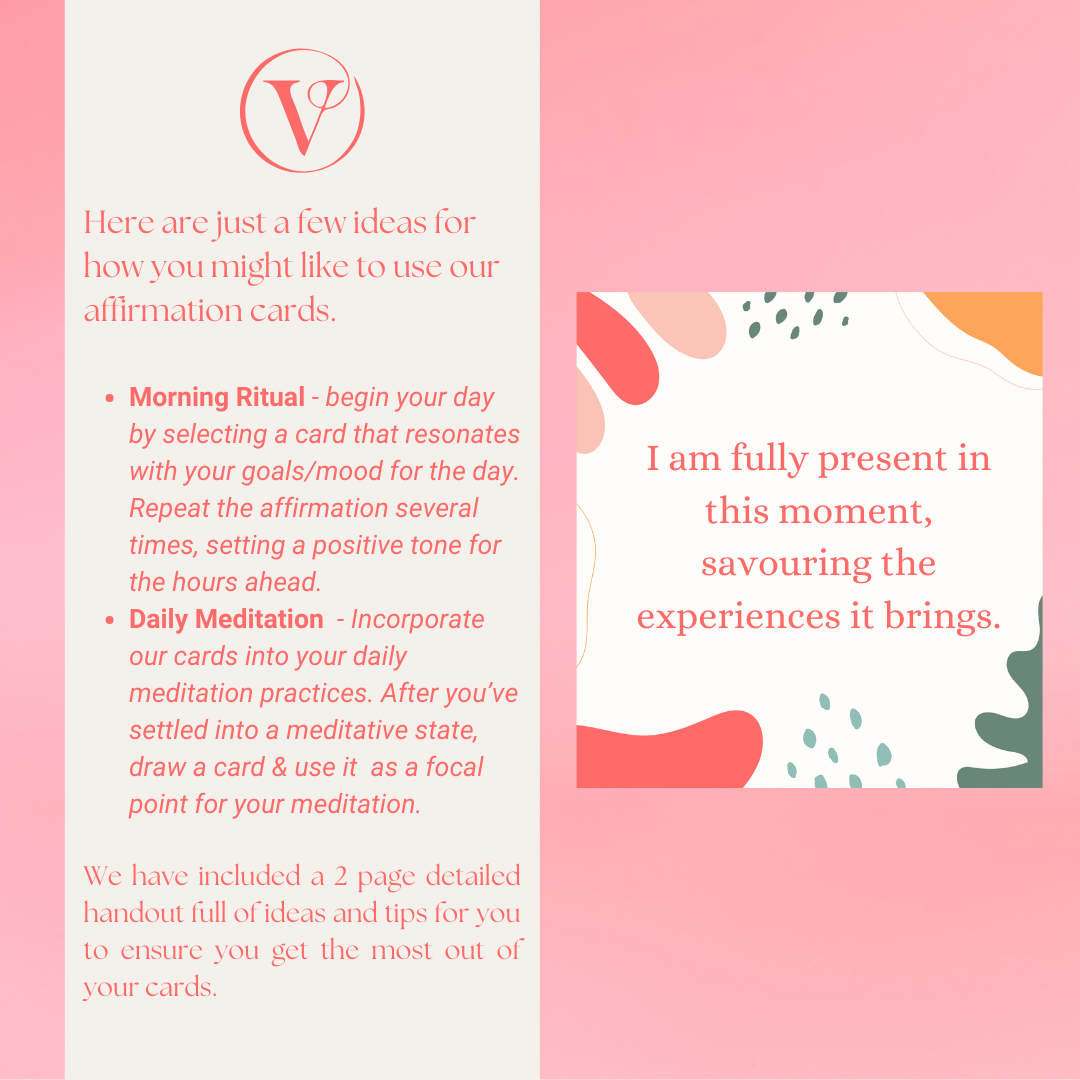 Printable Affirmation Card Set - Digital Download PDF - Living in the moment & letting go of fear and worry