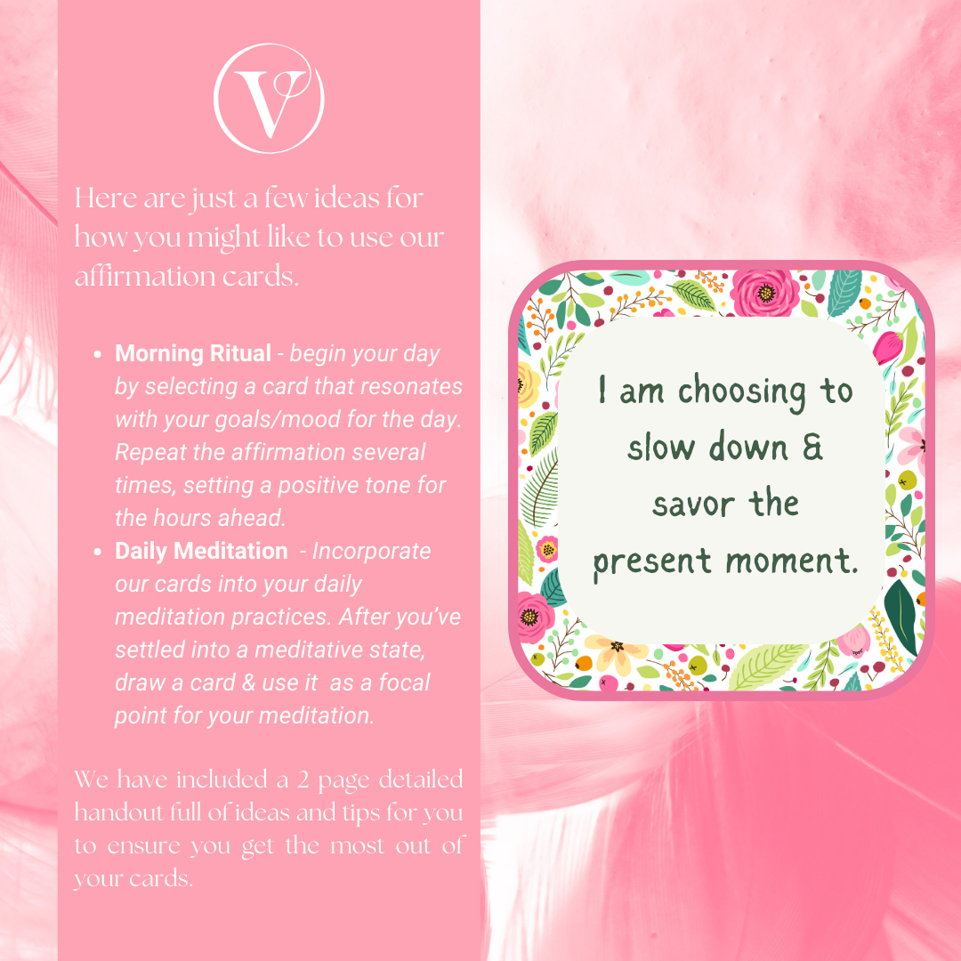 Printable Affirmation Card Set - Digital Download PDF - Focusing on Relaxation & Stress Relief