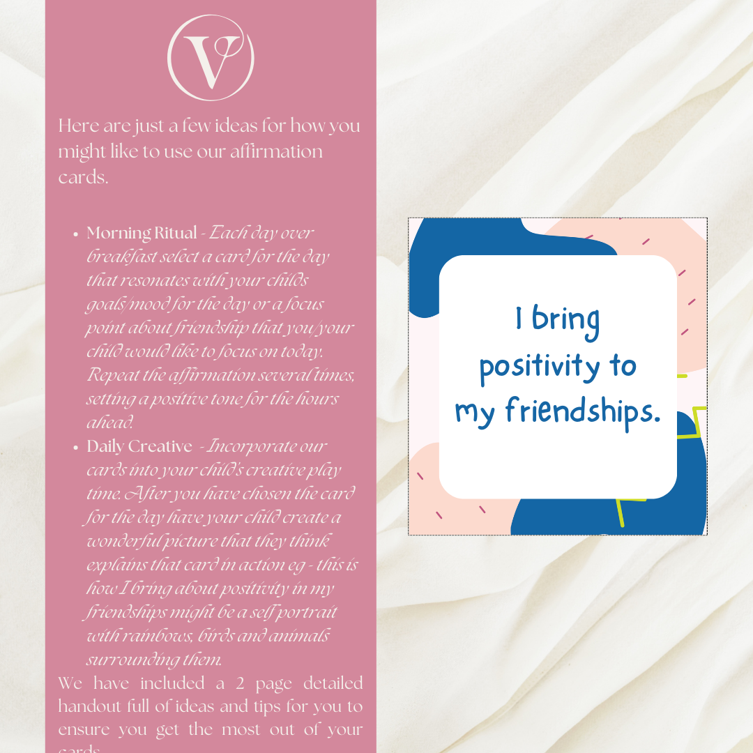 Printable Affirmation Card Set - Digital Download PDF - Friendship Affirmation Cards for Children