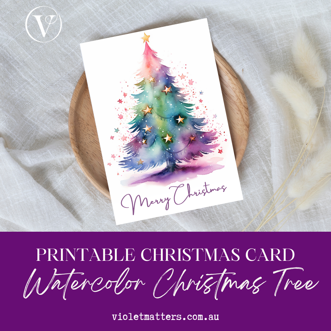 Enchanting Merry Christmas Watercolor Printable Christmas A5 Card