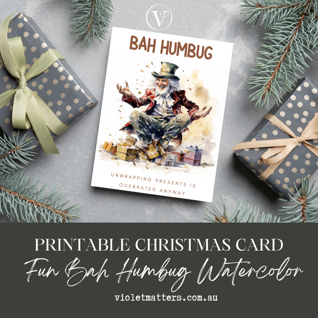 Digital Printable Bah Humbug Christmas A5 Card