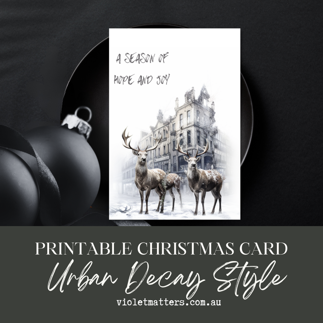 Unusual Urban Decay Style Printable Christmas A5 Card