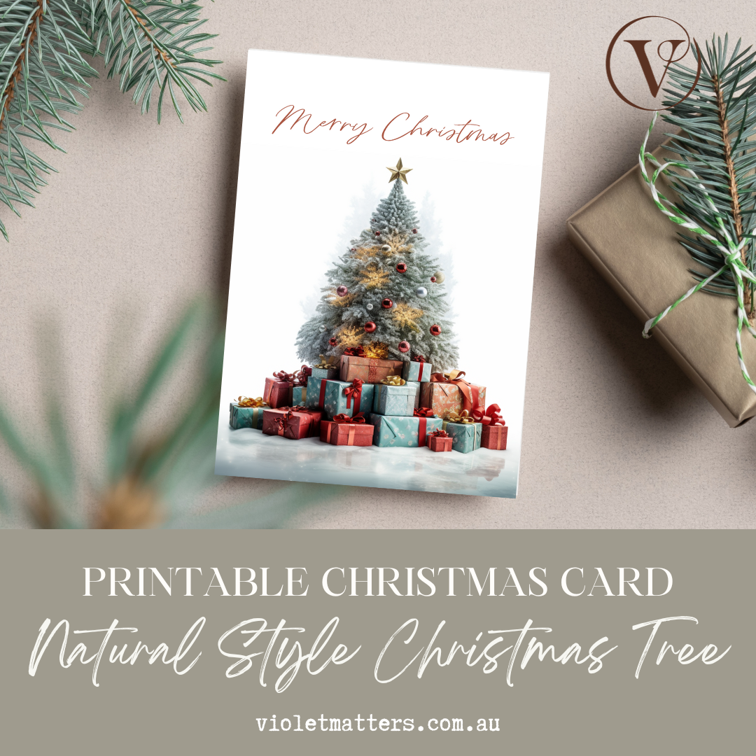 Nature Inspired Digital Printable Christmas Tree A5 Card