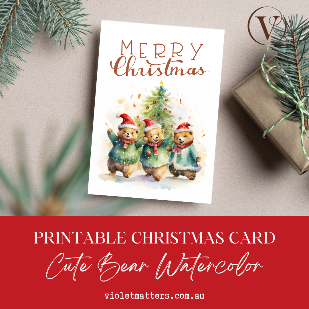 A Beary Merry Christmas Printable Christmas A5 Card