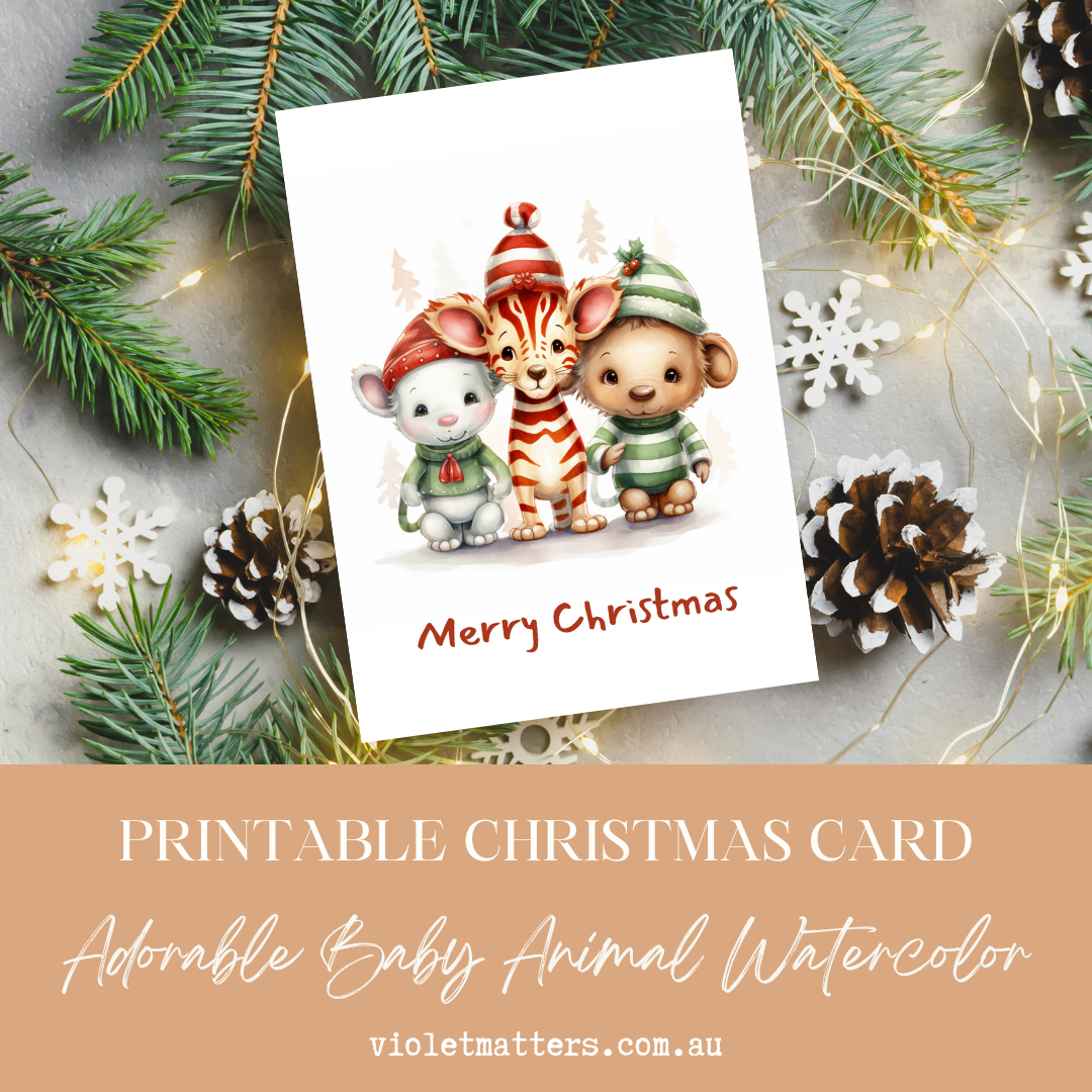 Adorable Animals in Christmas Sweaters Printable Christmas A5 Card