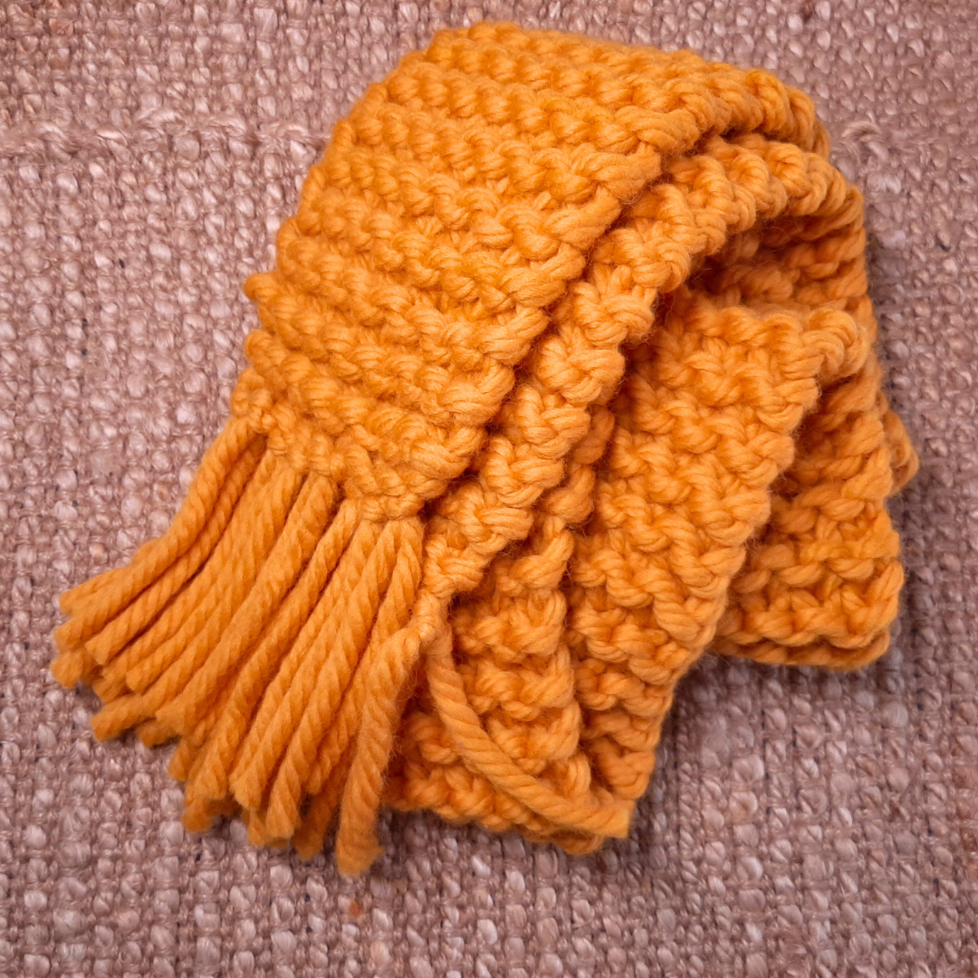 Bold Yellow Chunky Wool Scarf - Winter Essential, Cozy Warmth with a Pop of Color