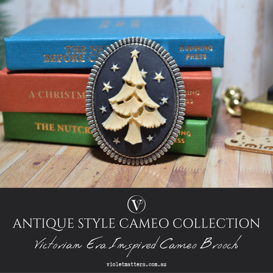 Antique Style Victorian Era Inspired Cameo Brooch - Christmas Tree
