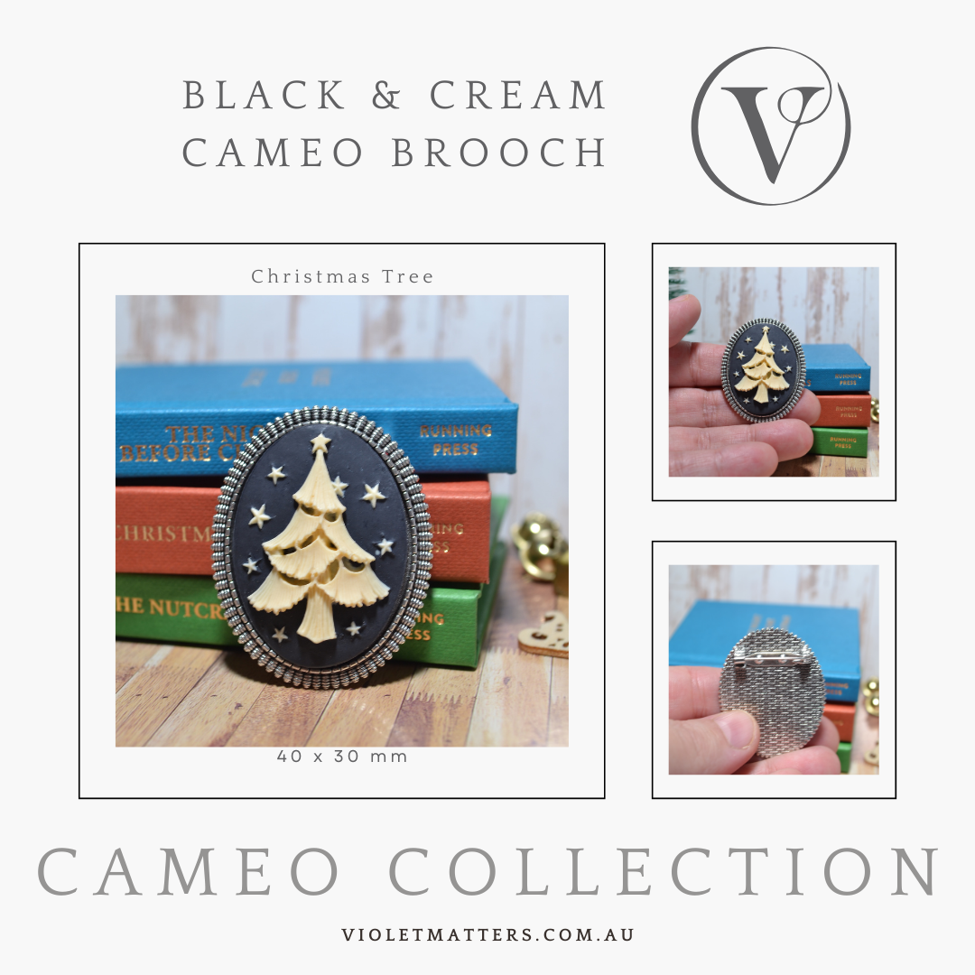 Antique Style Victorian Era Inspired Cameo Brooch - Christmas Tree