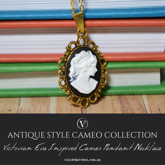 Antique Style Victorian Era Inspired Cameo Pendant Necklace - Portrait of a Lady