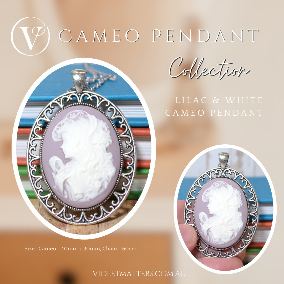 Antique Style Victorian Era Inspired Cameo Pendant Necklace - Portrait of a Young Lady