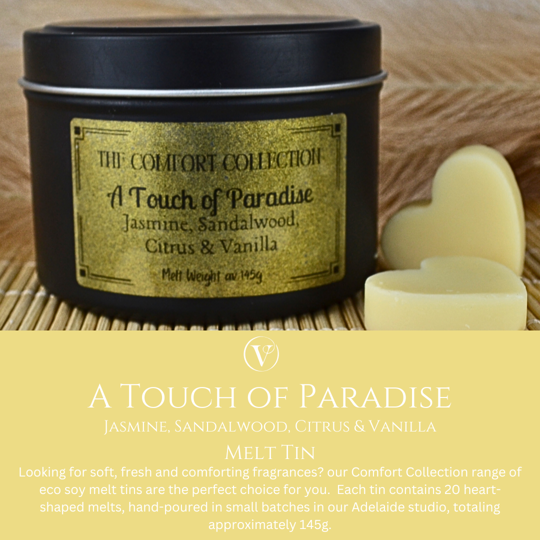 A Touch of Paradise: Jasmine, Sandalwood, Citrus & Vanilla - Eco Soy Wax Melt Tin