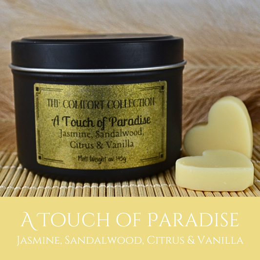 A Touch of Paradise: Jasmine, Sandalwood, Citrus & Vanilla - Eco Soy Wax Melt Tin