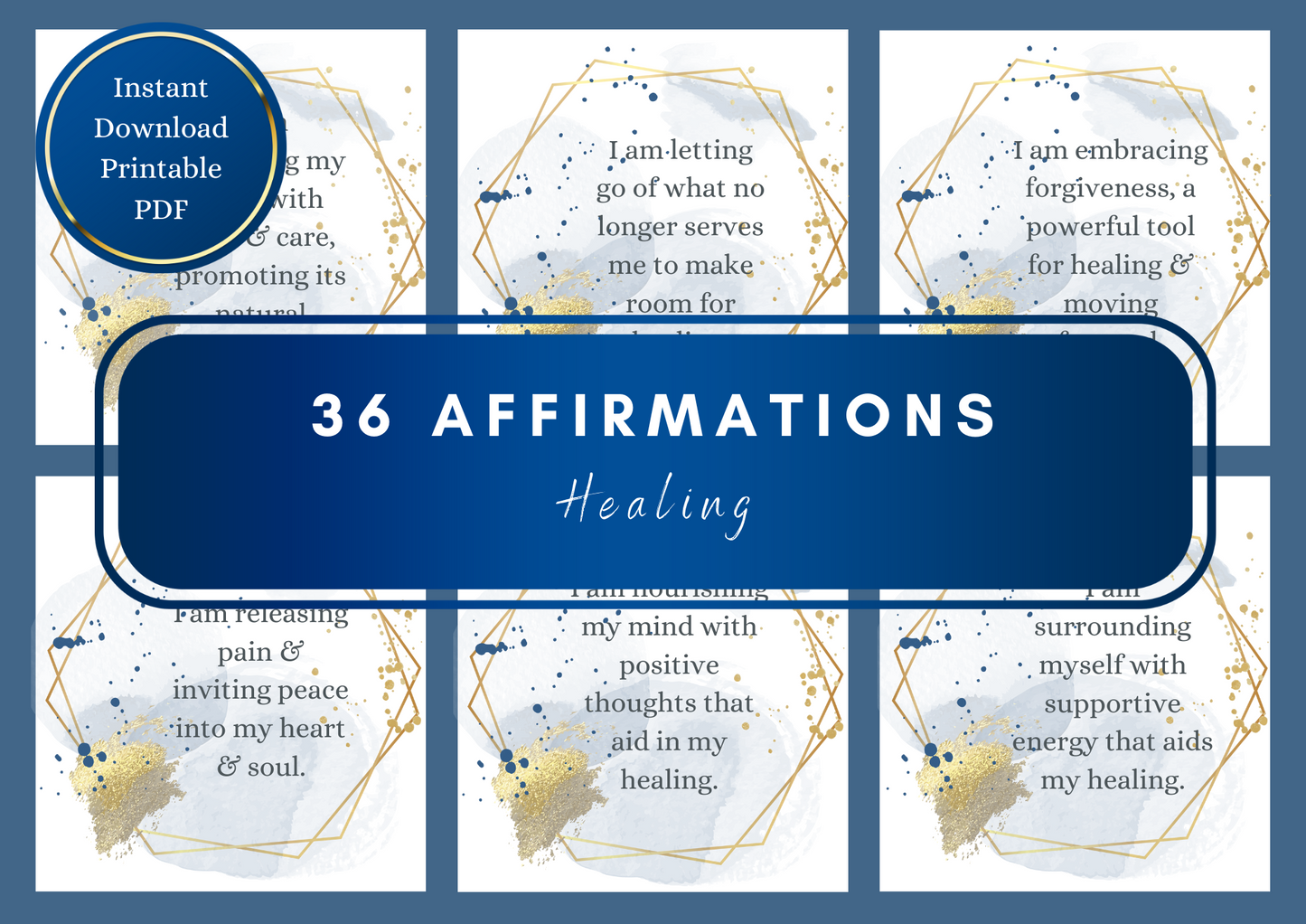 Printable Affirmation Card Set - Digital Download PDF - Healing and Empowerment