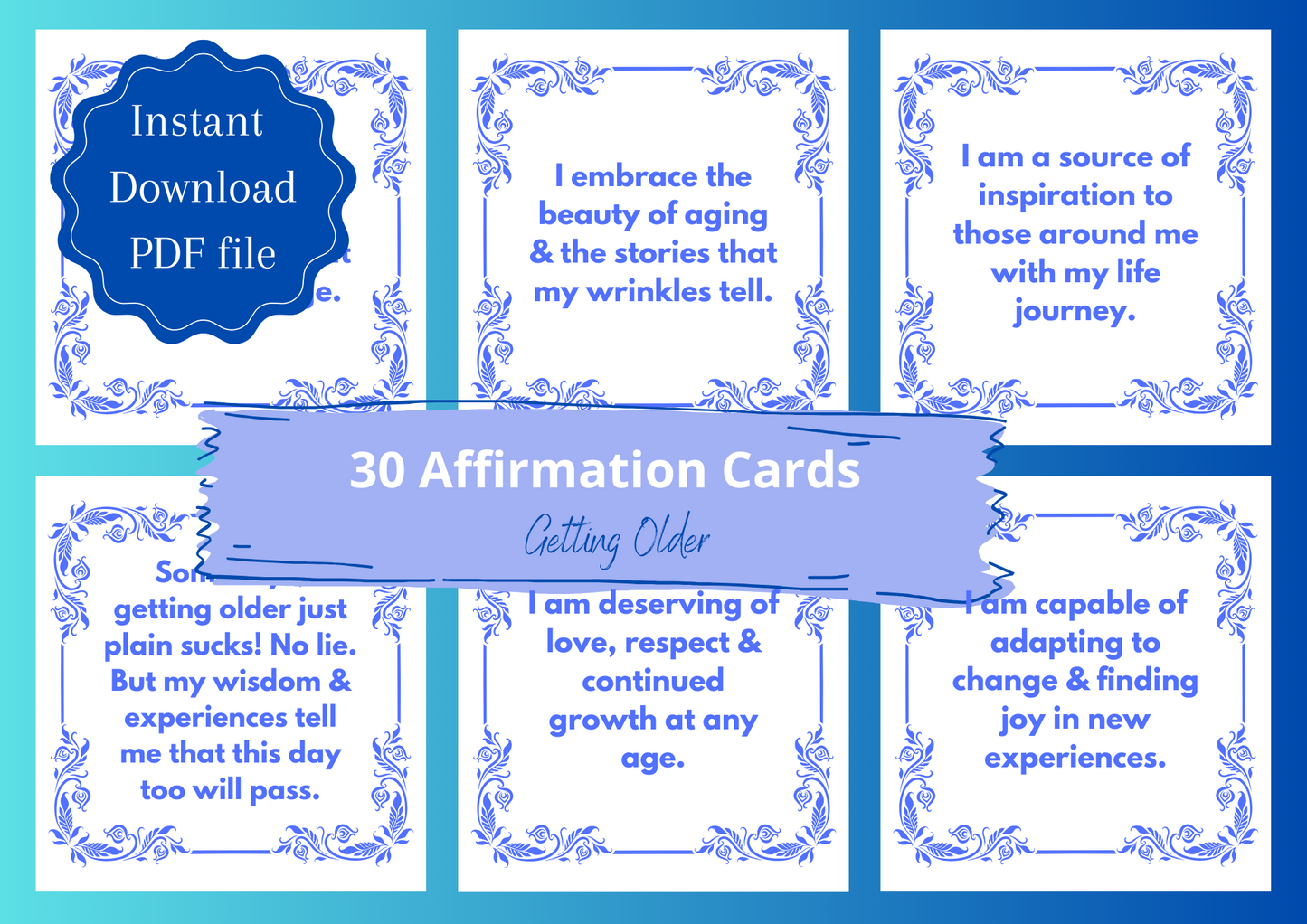 Printable Affirmation Card Set - Digital Download PDF for Seniors - Empowering Seniors & Boost Positivity