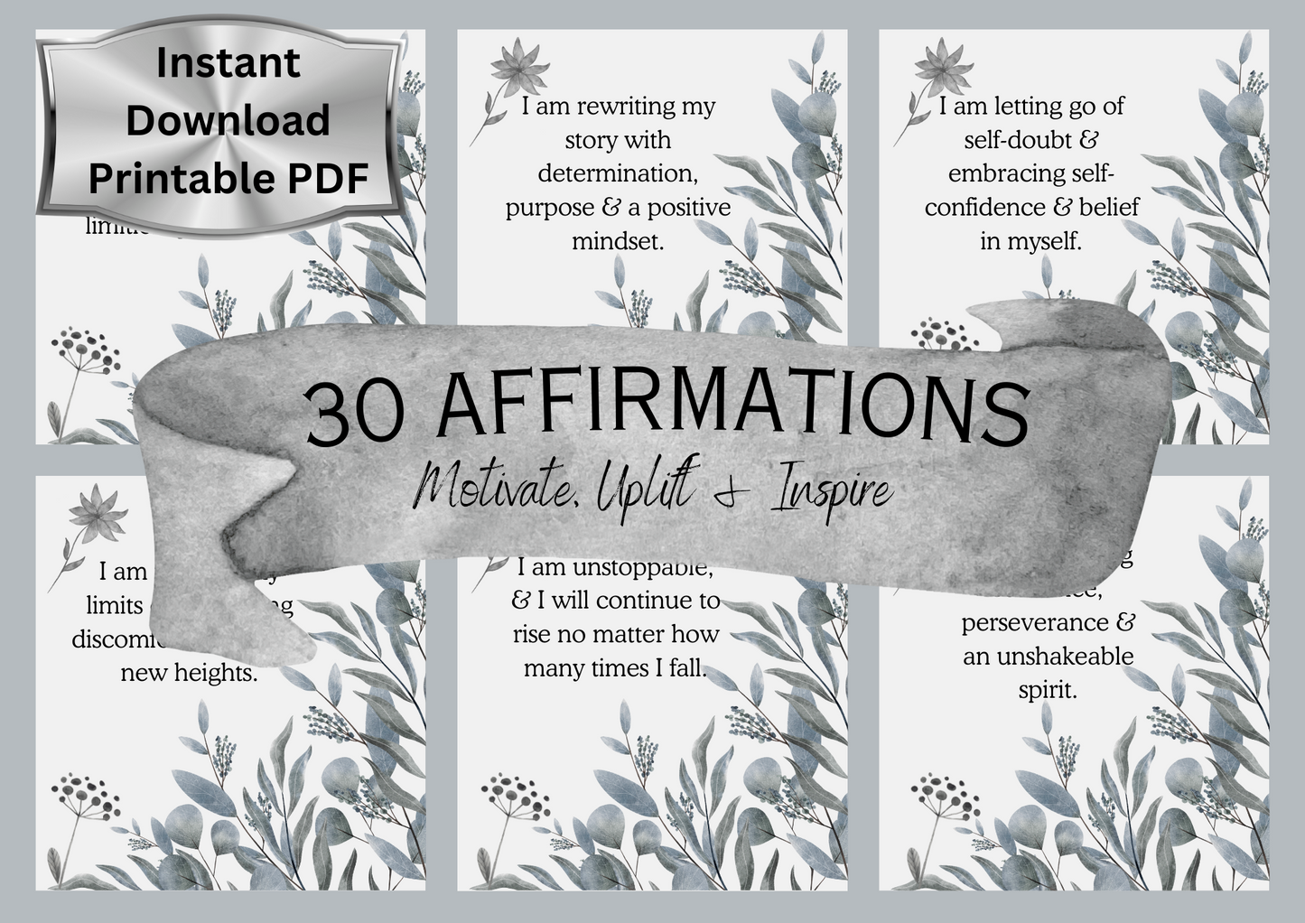 Printable Affirmation Card Set - Digital Download PDF - Inspire, Uplift & Motivate Yourself Today!