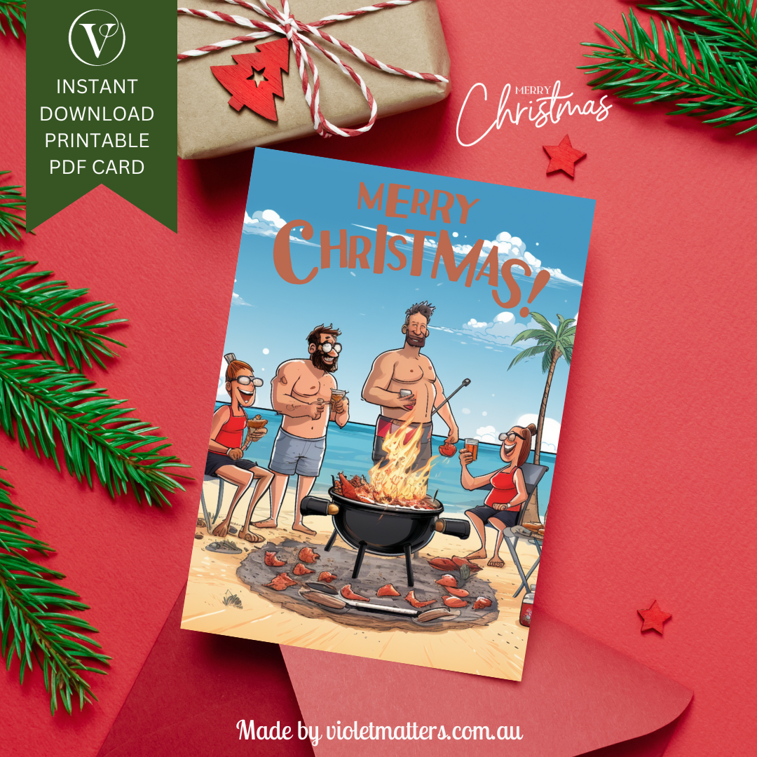 Printable Digital Australian Summer Christmas A5 Card